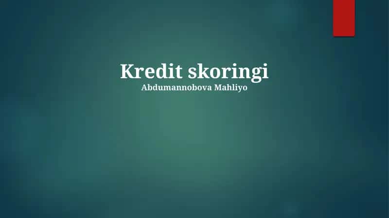 Kredit skoringi 1
