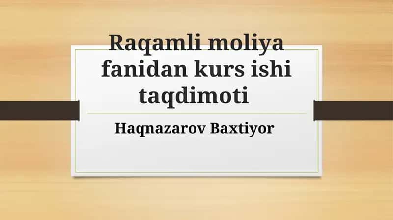 Raqamli Moliya Aktivlari 1