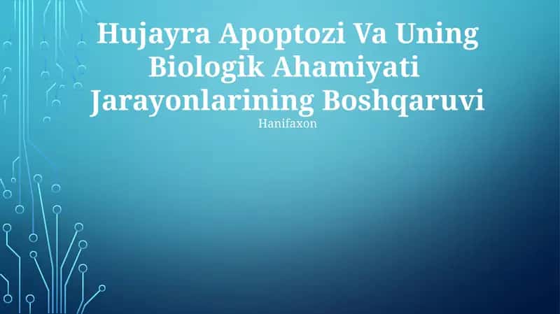 Hujayra Apoptozi Va Uning Biologik Ahamiyati Jarayonlarining Boshqaruvi 1