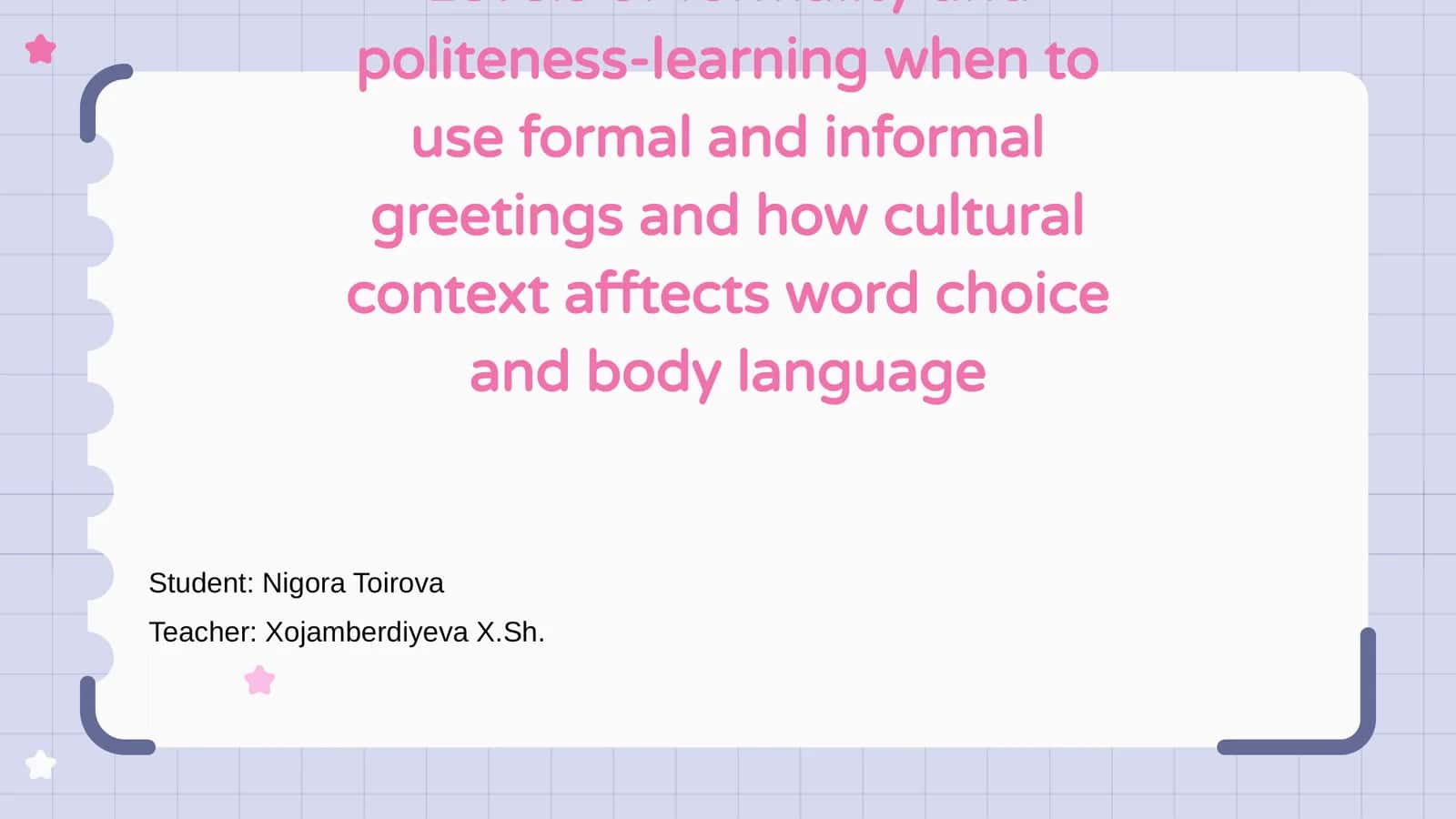 Understanding Levels of Formality 1