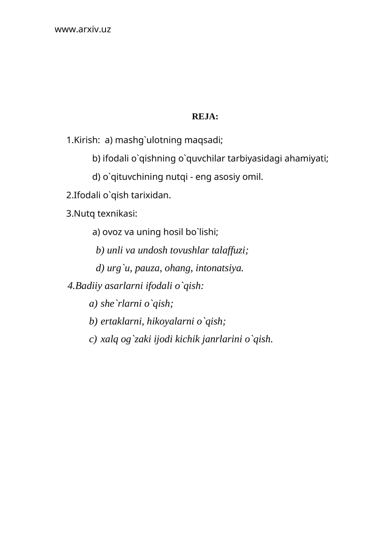 Ifodali o'qish metodikasi 1