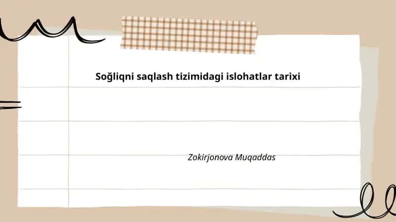 Soğliqni saqlash tizimidagi islohatlar tarixi 1