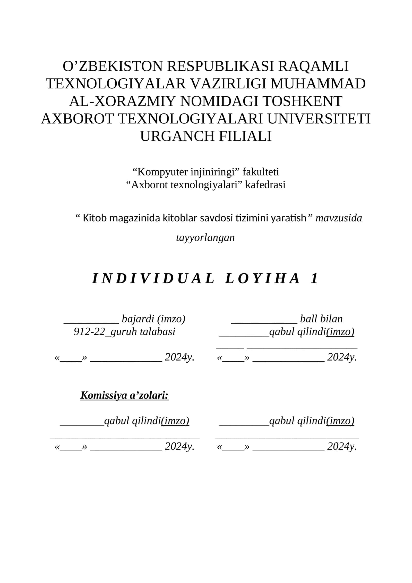 Kitob magazinida kitoblar savdosi tizimini yaratish 1