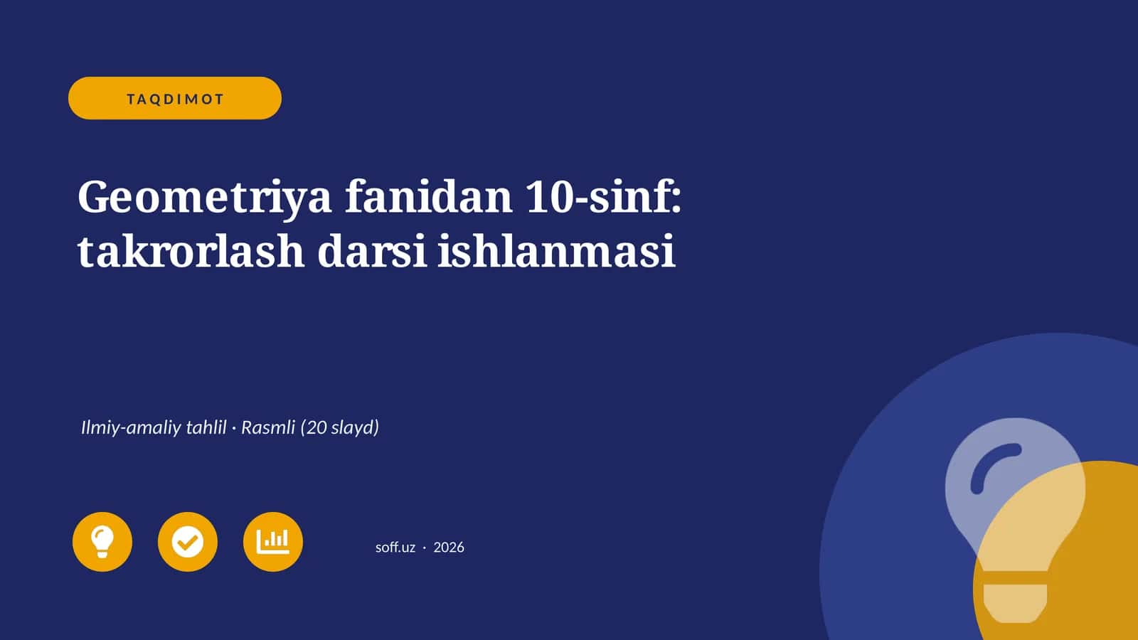 Geometriya fanidan 10-sinf: takrorlash darsi ishlanmasi 1