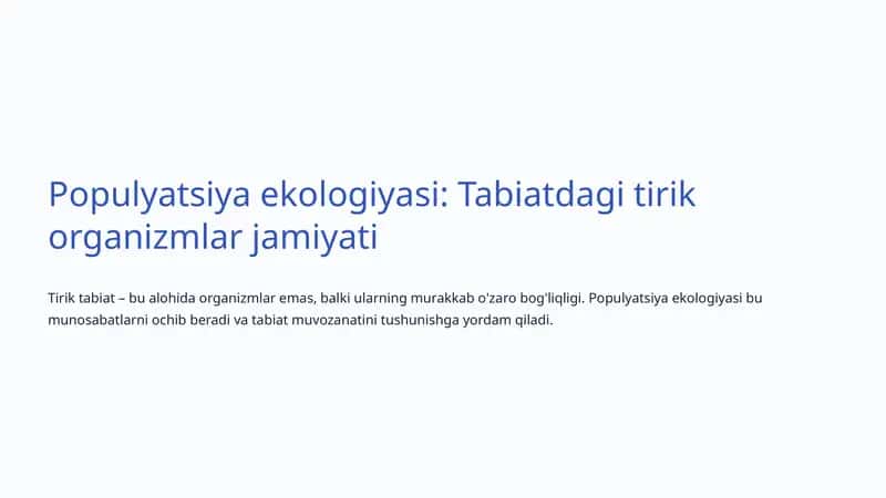 Populyatsiya ekologiyasi 1