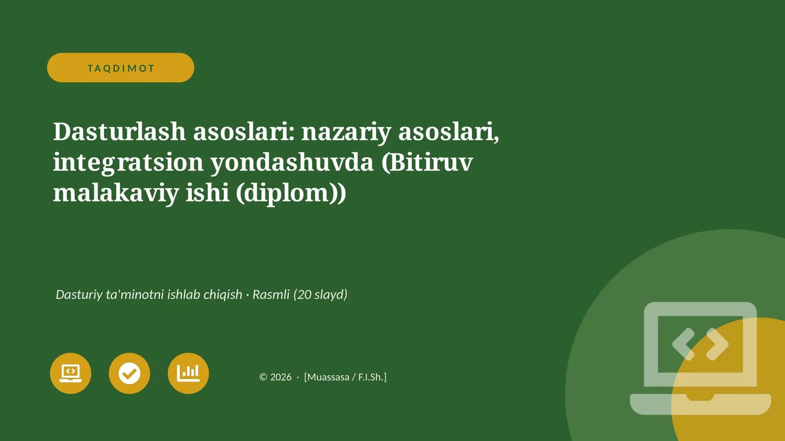 Dasturlash asoslari: nazariy asoslari, integratsion yondashuvda (Bitiruv malakaviy ishi (diplom)) 1