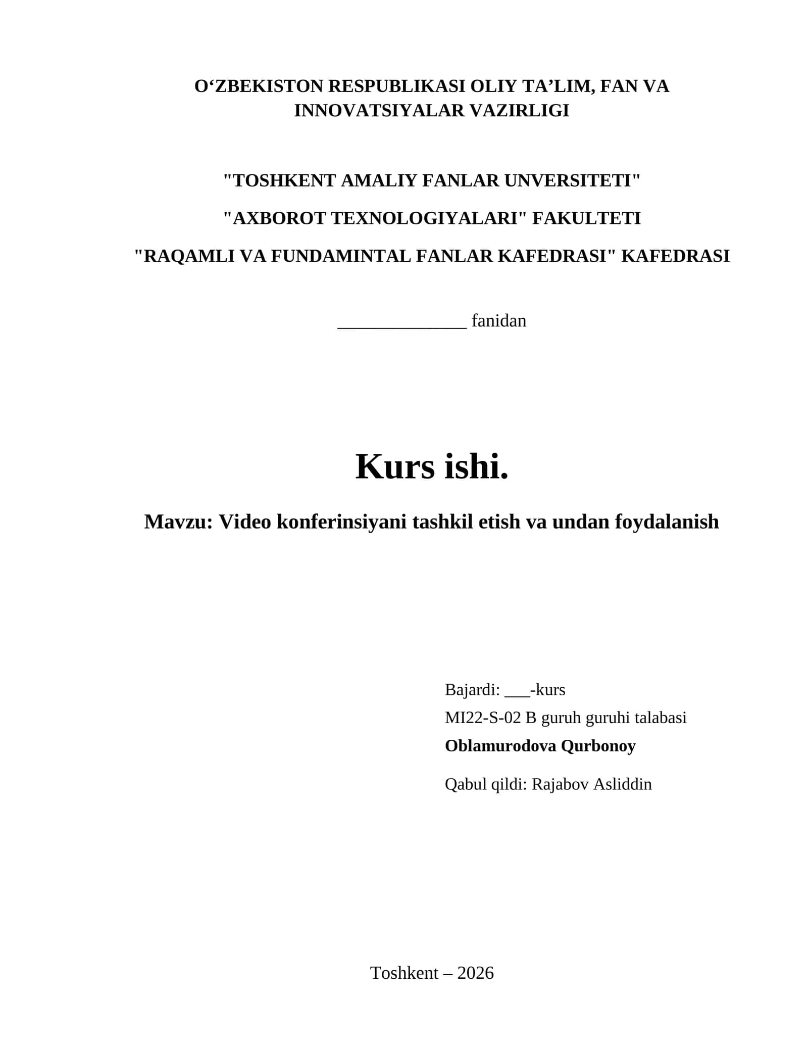 Video konferinsiyani tashkil etish va undan foydalanish 1