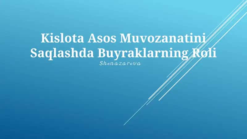 Kislota Asos Muvozanatini Saqlashda Buyraklarning Roli 1