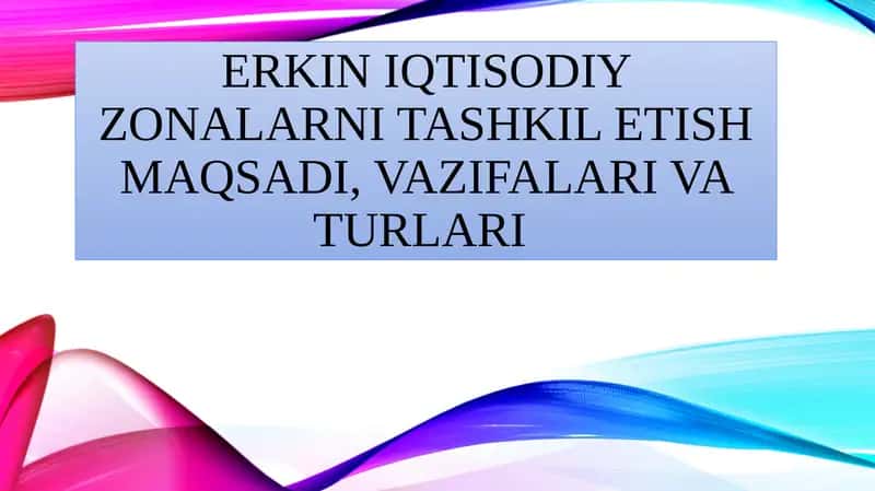 Erkiniqtisodiy zonalarni tashkilotish 1