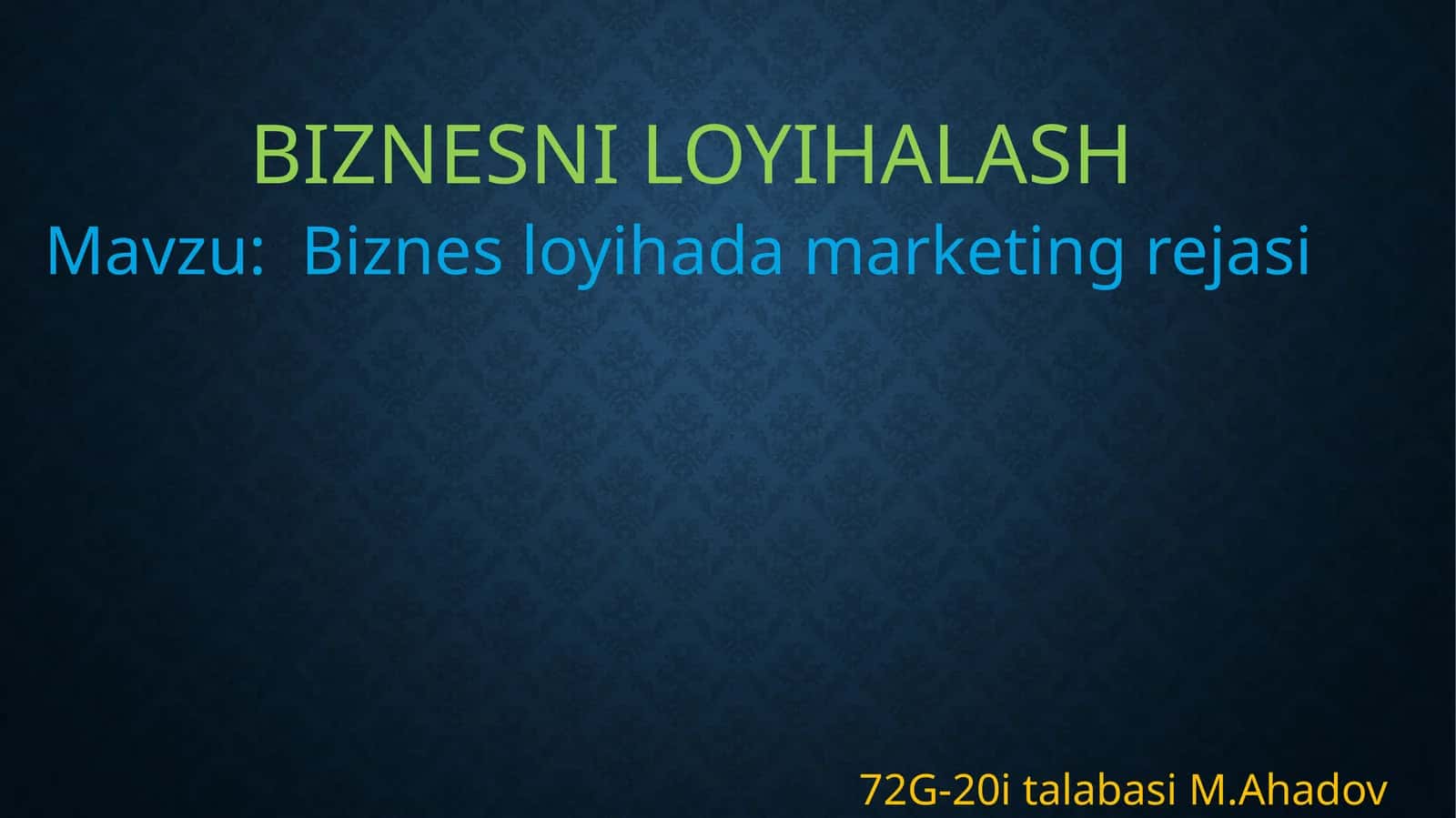 Biznes Loyihasi 1