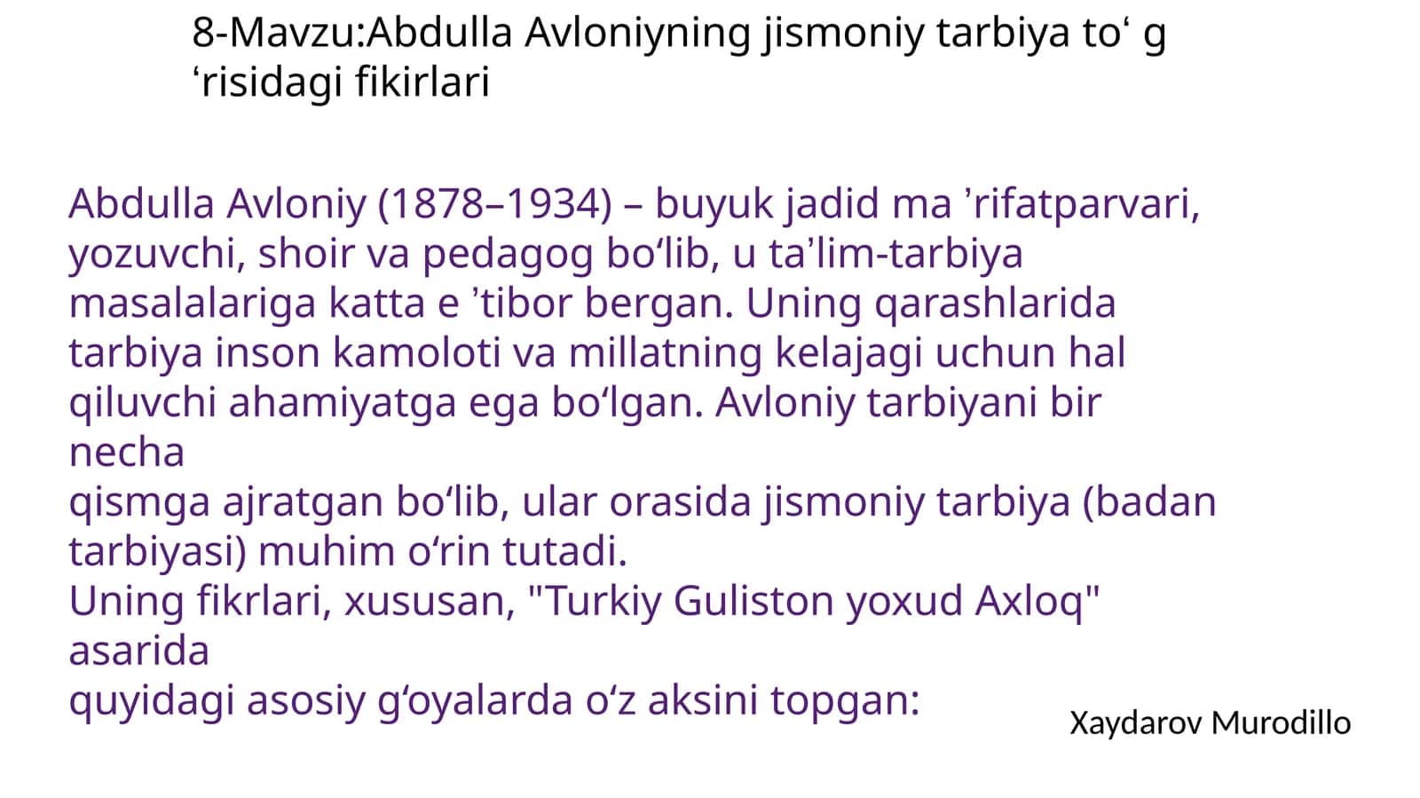 Abdulla Avloniyning jismoniy tarbiyatoʻgʻrisidagi fikrlari 1