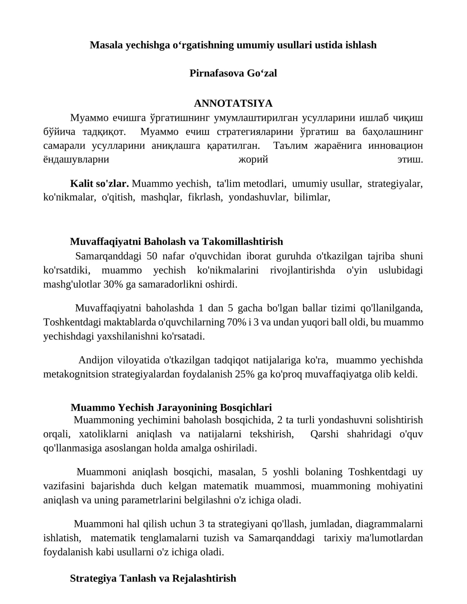 Muammo yechish 1