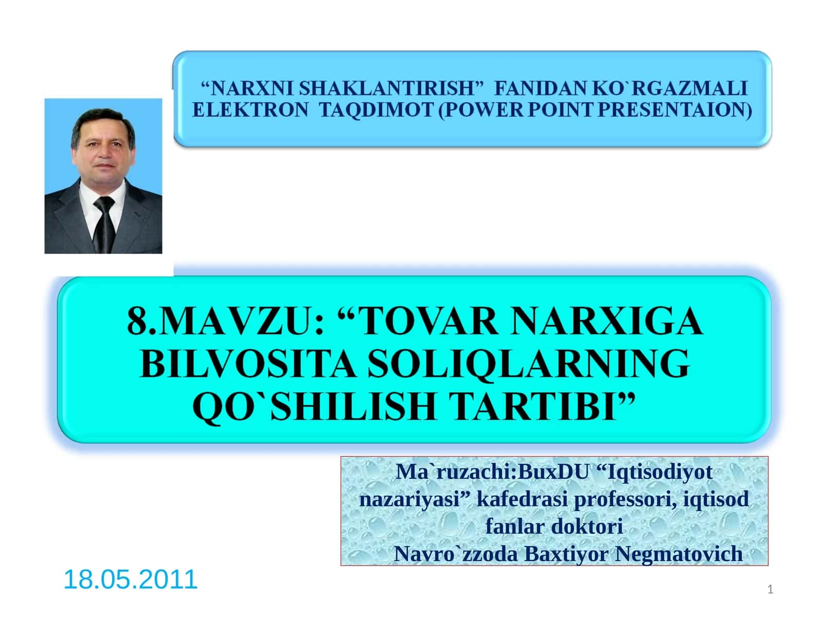 Bozor narxini shakllantirish tizimi 1
