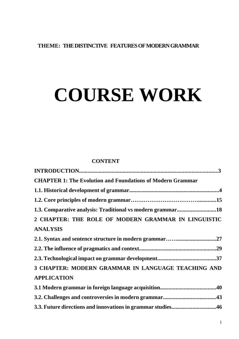 THE DISTINCTIVE   FEATURES OF MODERN GRAMMAR 1