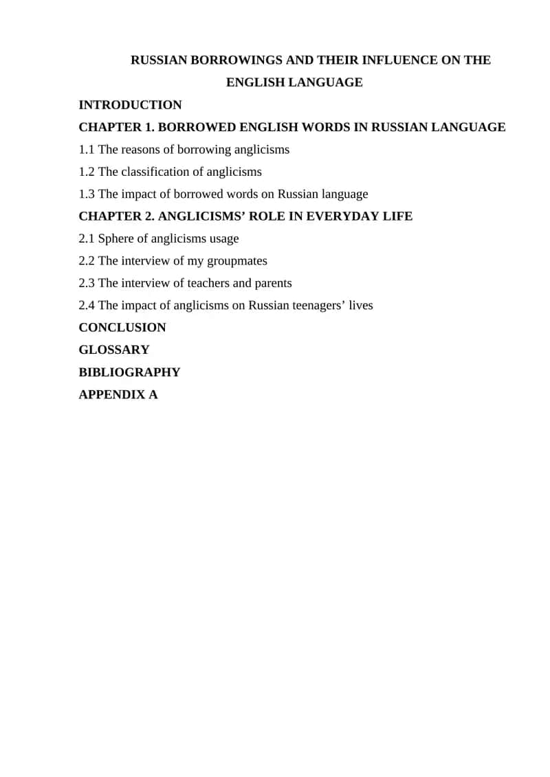 Russian Borrowings and Their Influence on the English Language 1