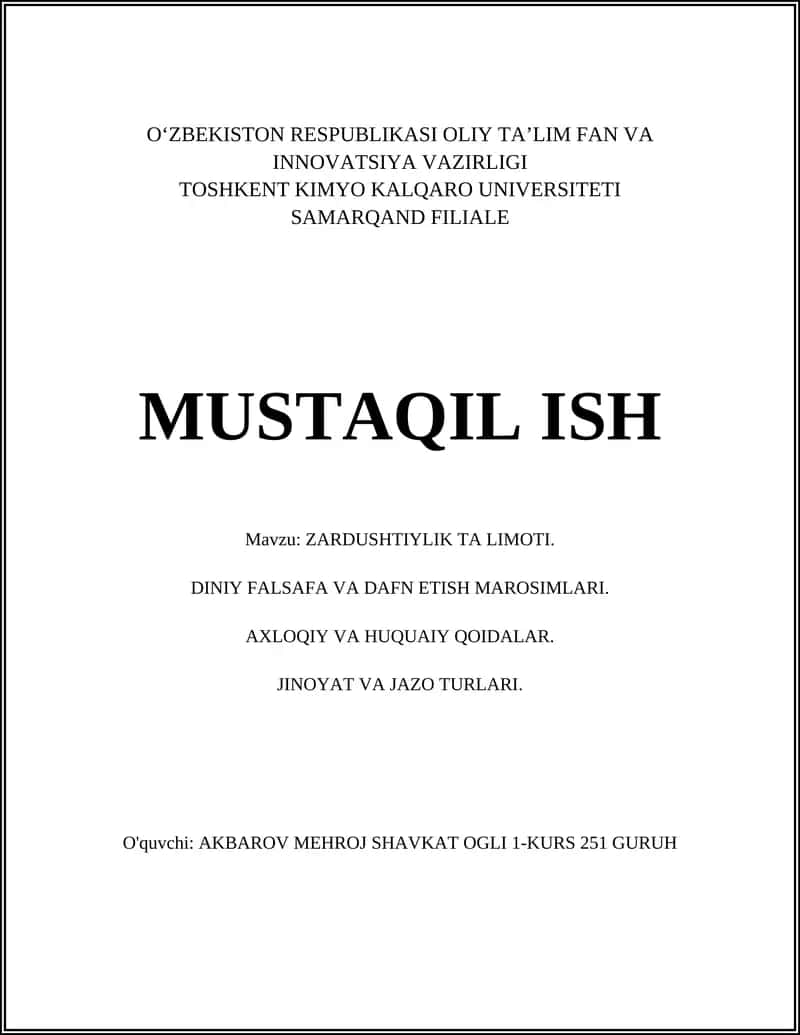 ZARDUSHTIYLIK TA LIMOTI 1
