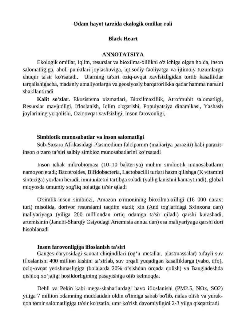 Ekologik omillar roli