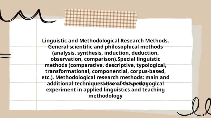 Linguistic and Methodological Research Methods 1