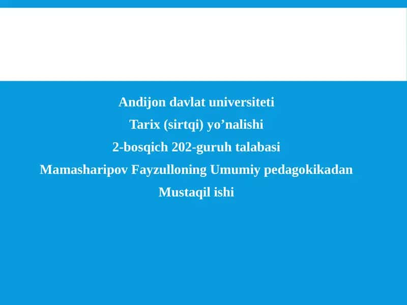 Ta'lim metodlari va vositalari: tahlil mavzusi 1