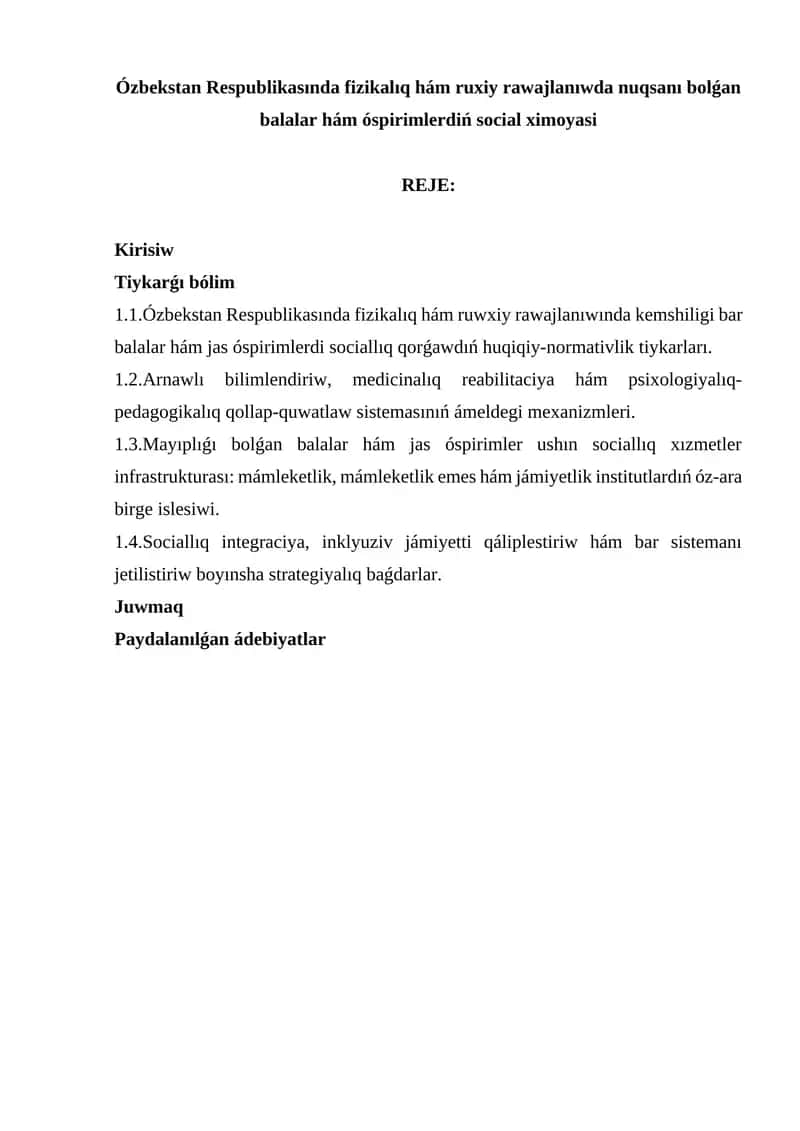 Fizik va ruhiy reabilitatsiya xizmatlari 1