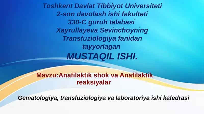 Anafilaktik shok va Anafilaktik reaksiyalar 1