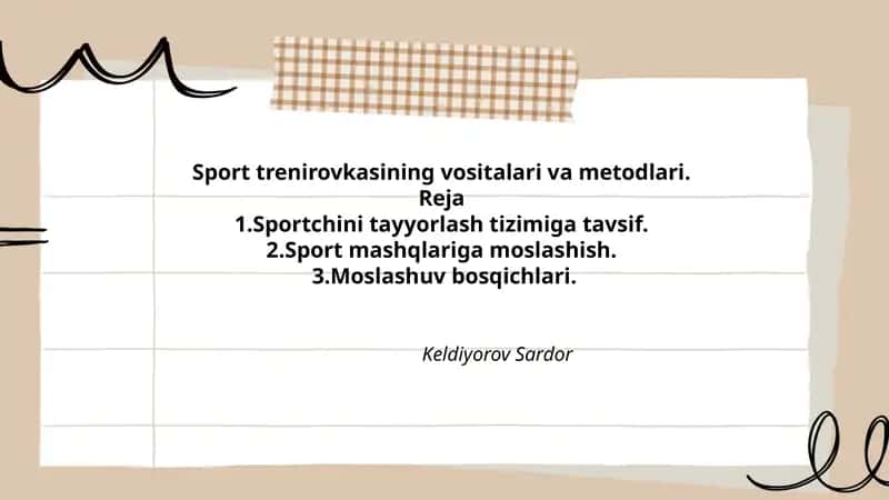 Sport trenirovkasining vositalari va metodlari. 1