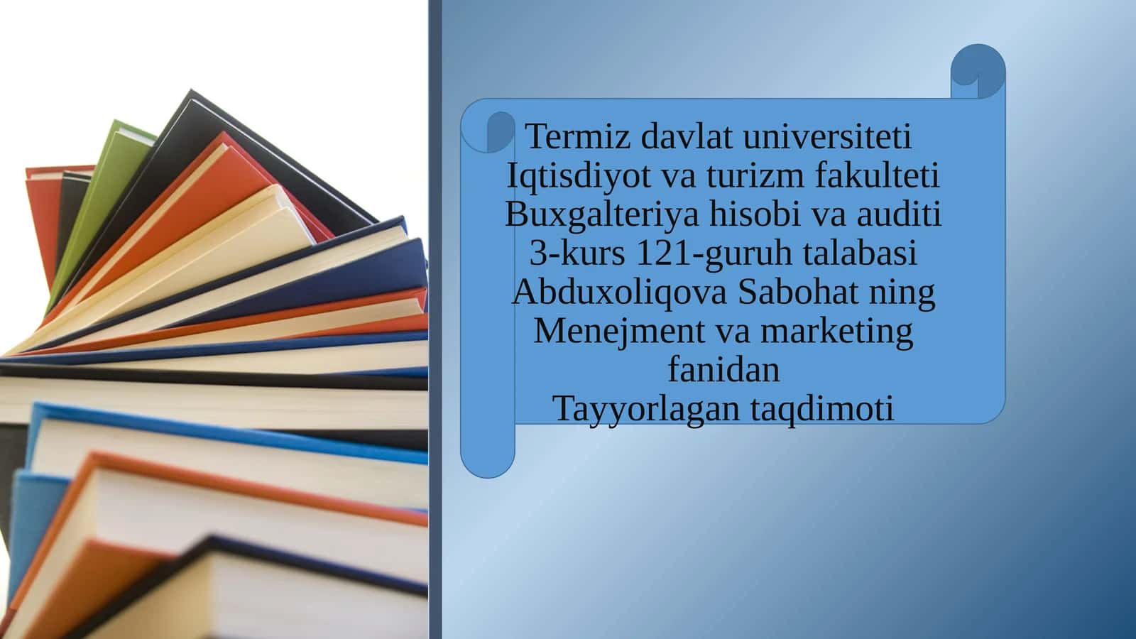 Menejment va marketing fanidan ta'lim 1