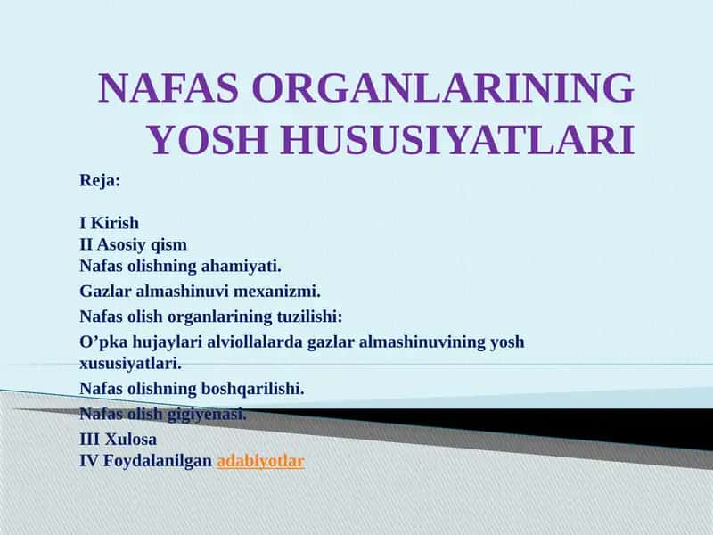 NAFAS ORGANLARINING YOSH HUSUSIYATLARI 1