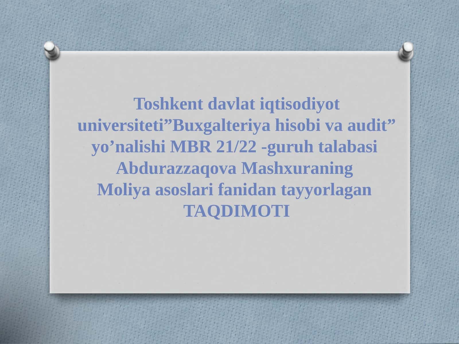 Pulning joriy va kelgusi davoq qiymati 1