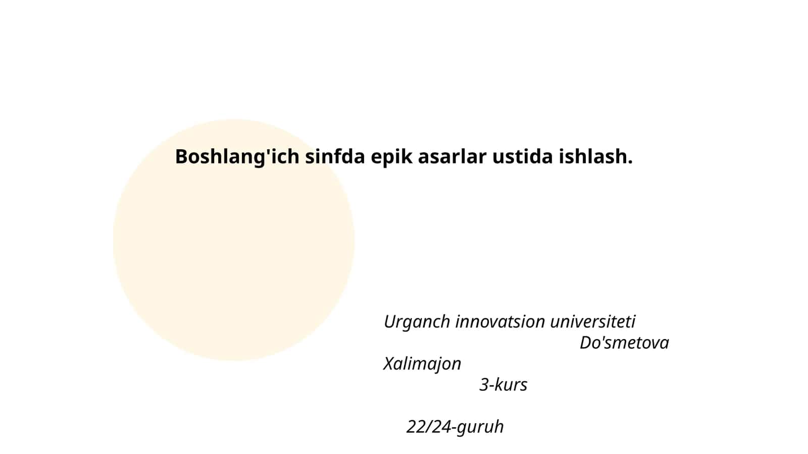 Boshlang'ich sinfda epik asarlar ustida ishlash 1