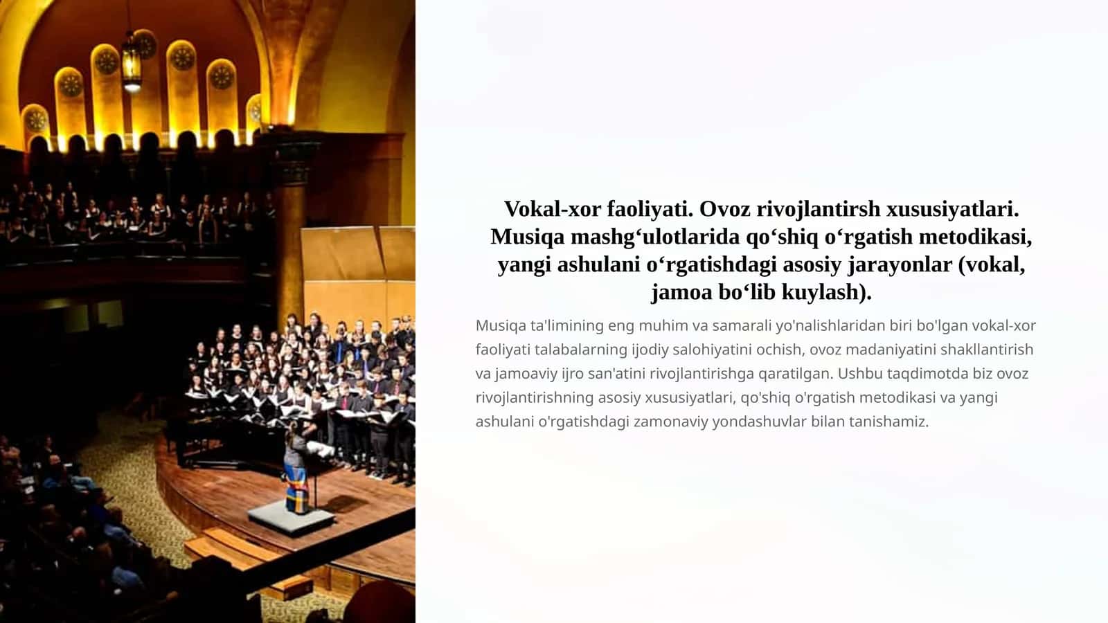 Vokal-xor faoliyati. Ovoz rivojlantirsh xususiyatlari 1