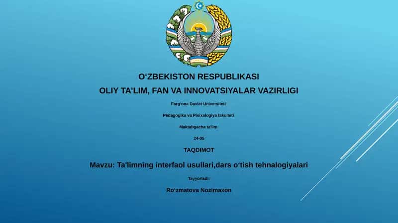 Interfaol Ta'lim Usullari va Texnologiyalari 1