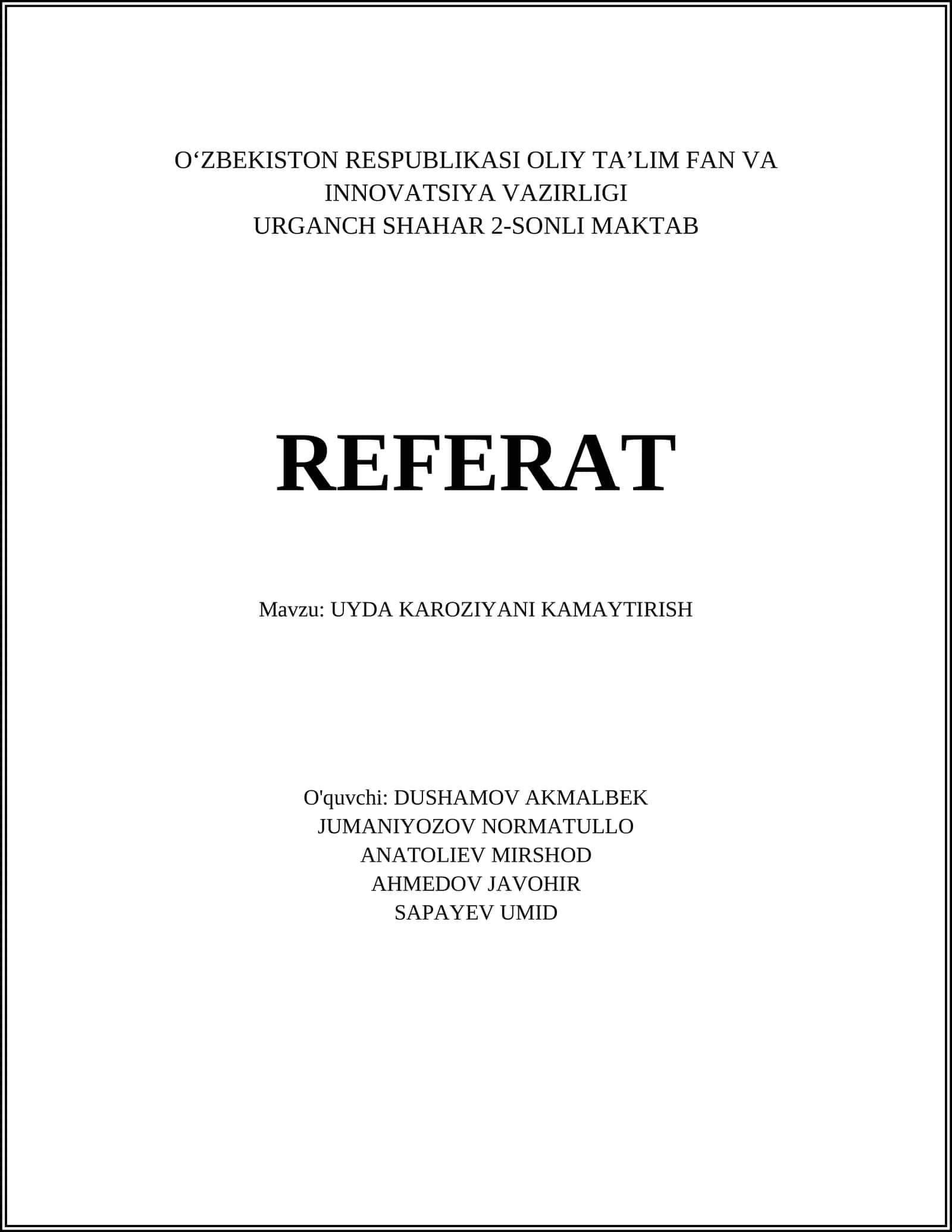 UYDA KAROZIYANI KAMAYTIRISH 1