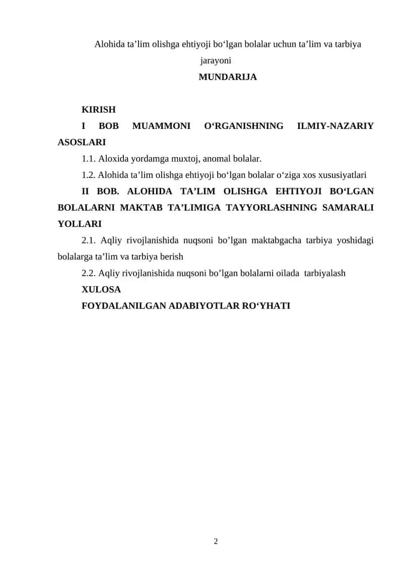 Alohida taʼlim olishga ehtiyoji boʻlgan bolalar uchun taʼlim va tarbiya jarayoni 1
