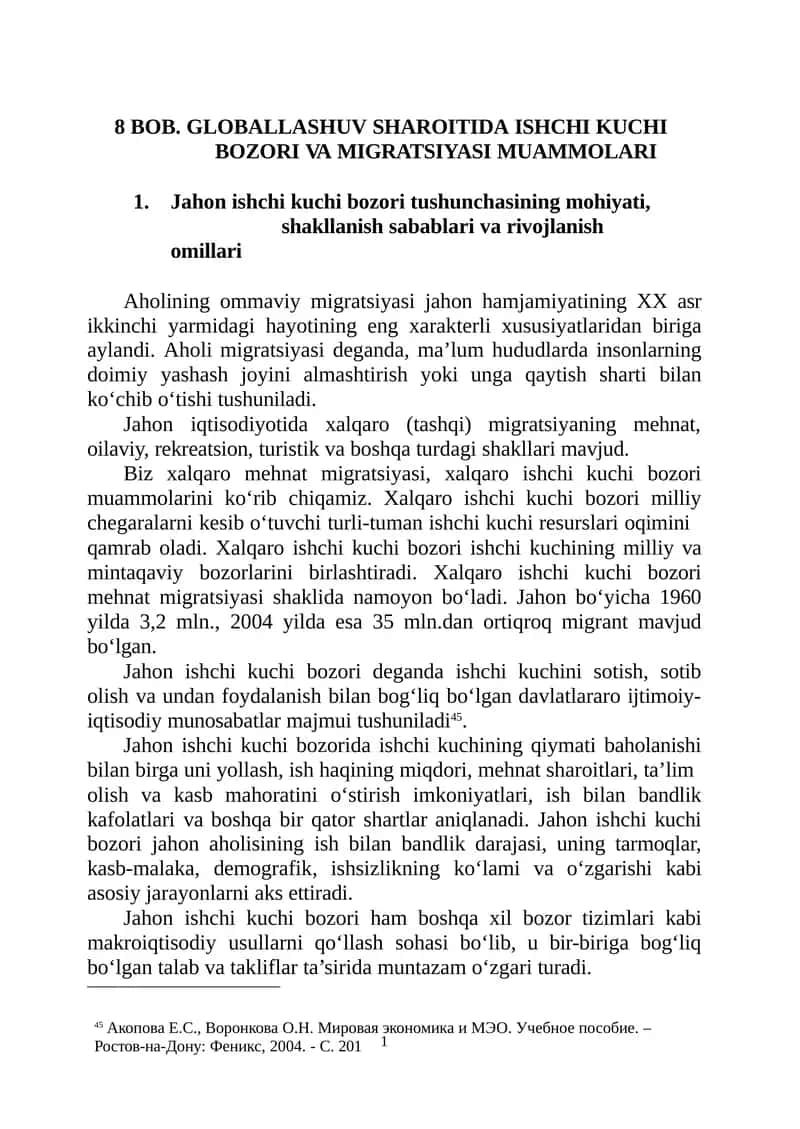 BOB.GLOBALLASHUV SHAROITIDA ISHCHI KUCHI BOZORI VA MIGRATSIYASI MUAMMOLARI 1