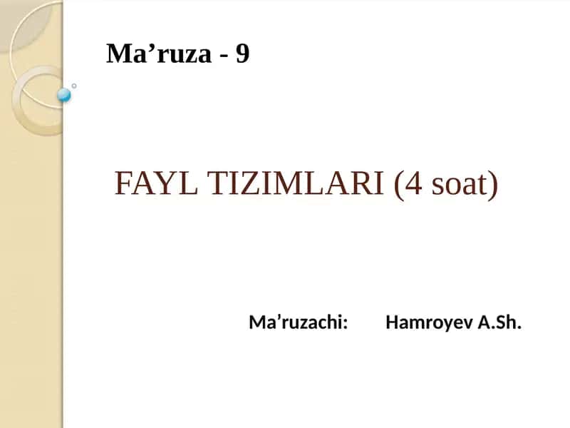 FAYLTIZIMLARI (4soat) 1