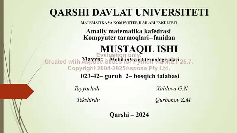 Mobil internet texnologiyalari 1