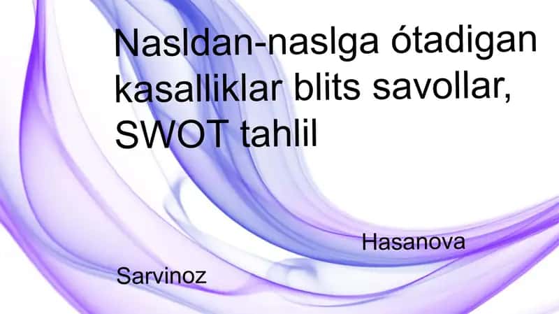 Kasalliklar bo'yicha SWOT tahlili 1