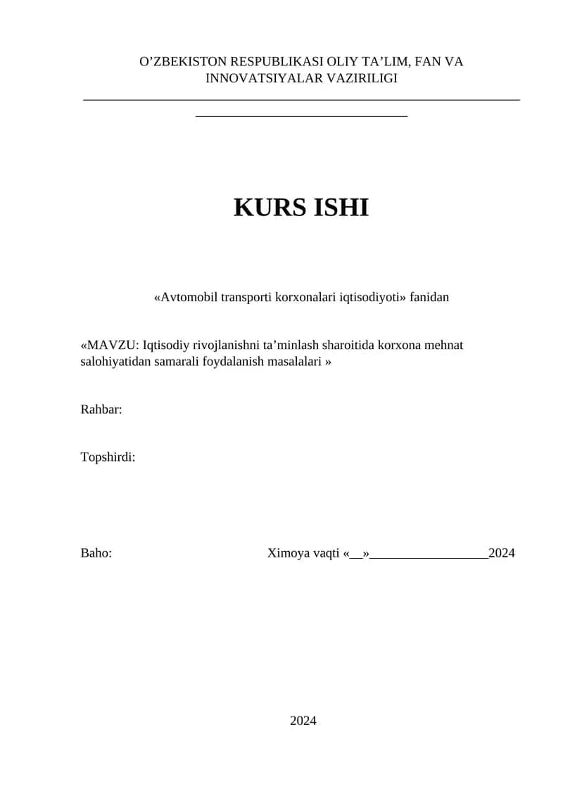 Avtomobil transporti korxonalari iqtisodiyoti 1