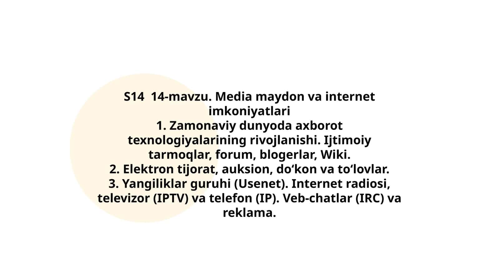Media maydon va internet imkoniyatlari 1