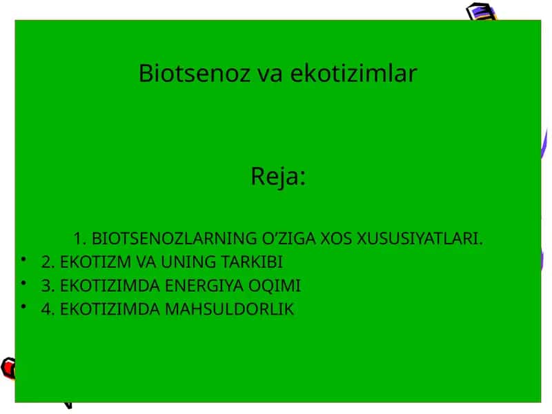 Biotsenozvaekotizimlar 1