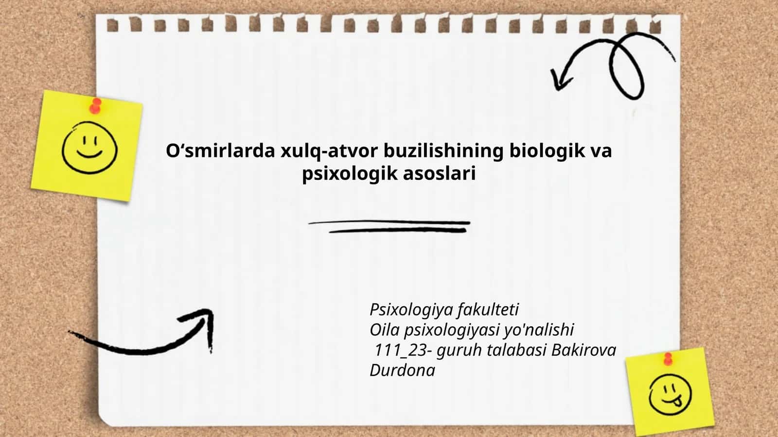 Oʻsmirlarda xulq-atvor buzilishining biologik va psixologik asoslari 1