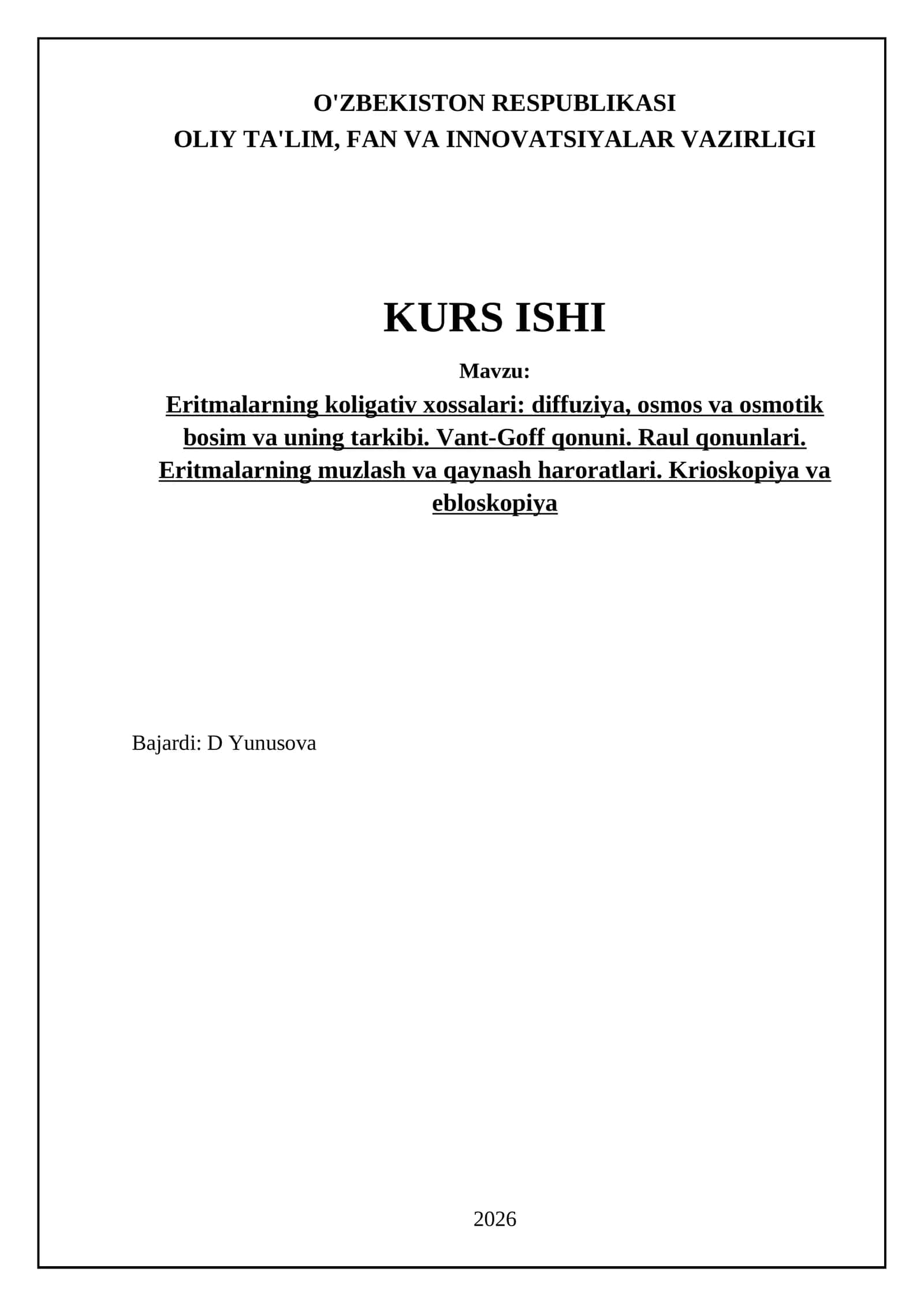 Eritmalarning Koligativ Xossalari 1