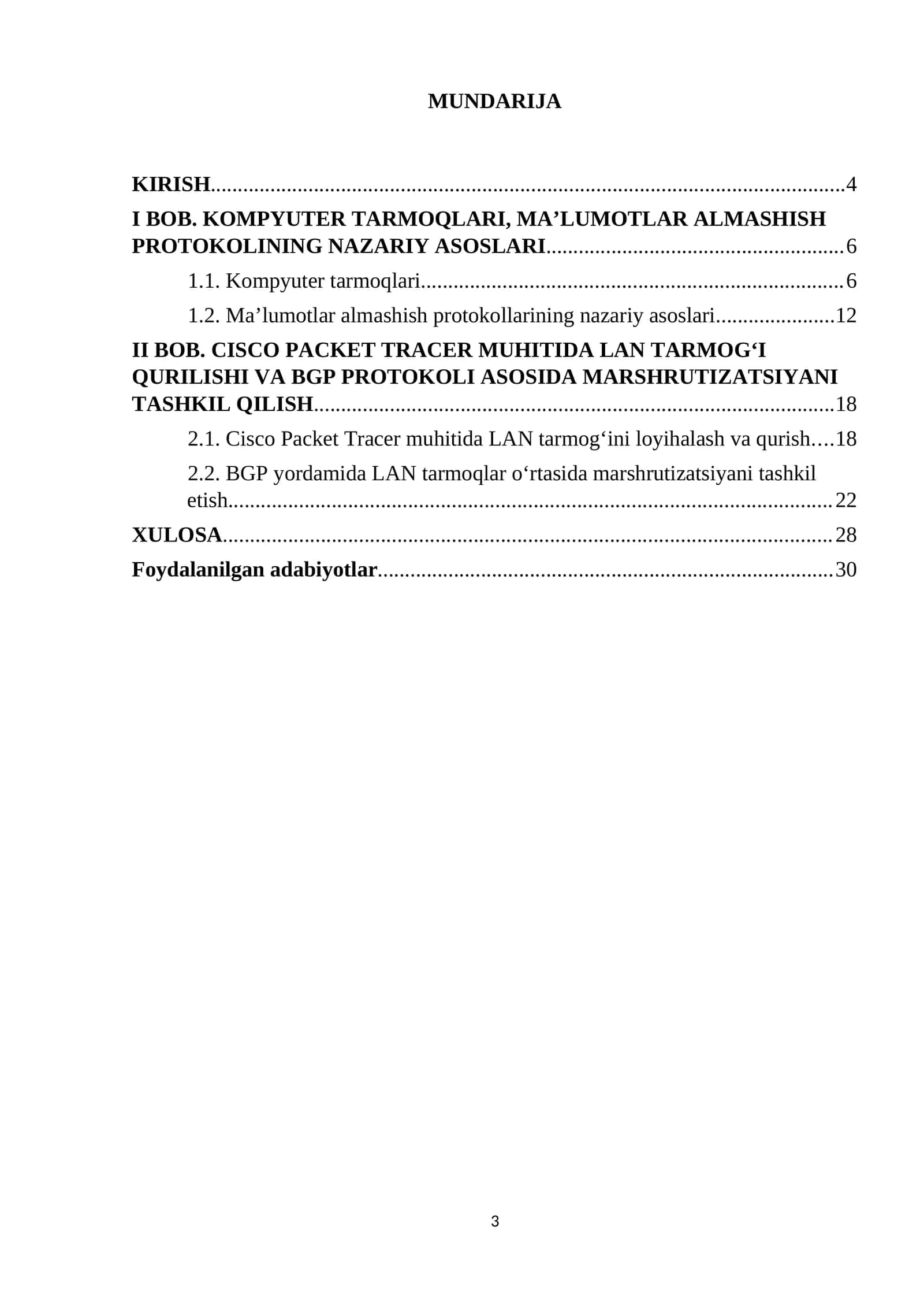 CISCO PACKET TRACER MUHITIDA LAN TARMOG‘I QURILISHI VA BGP PROTOKOLI ASOSIDA MARSHRUTIZATSIYANI TASHKIL QILISH 1