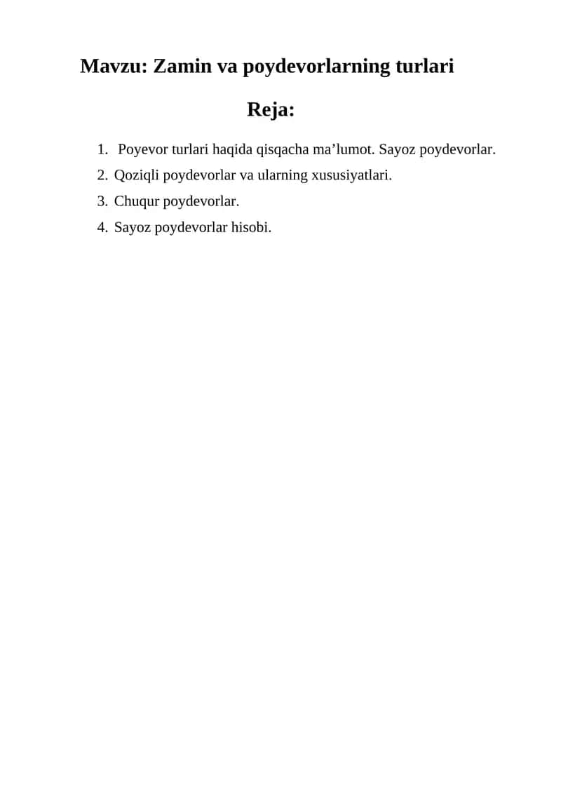 Poyevor turlari haqida qisqacha ma’lumot 1