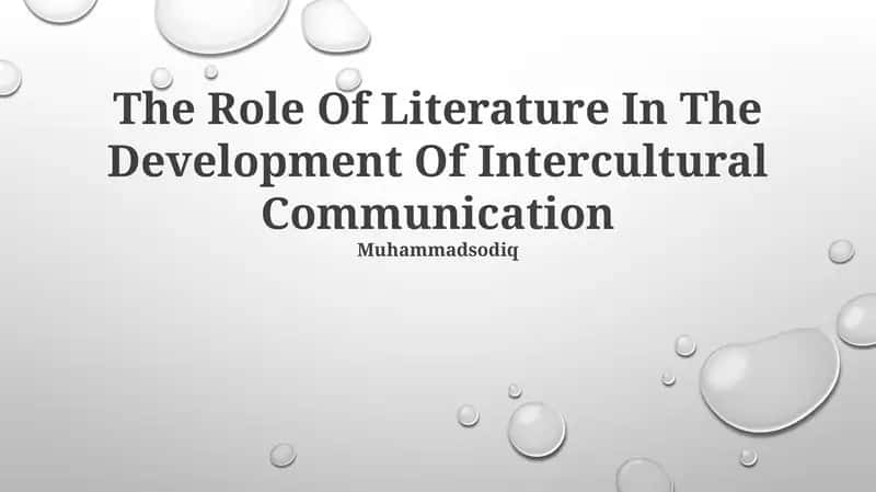 The Role Of Literature In The Development Of Intercultural Communication 1