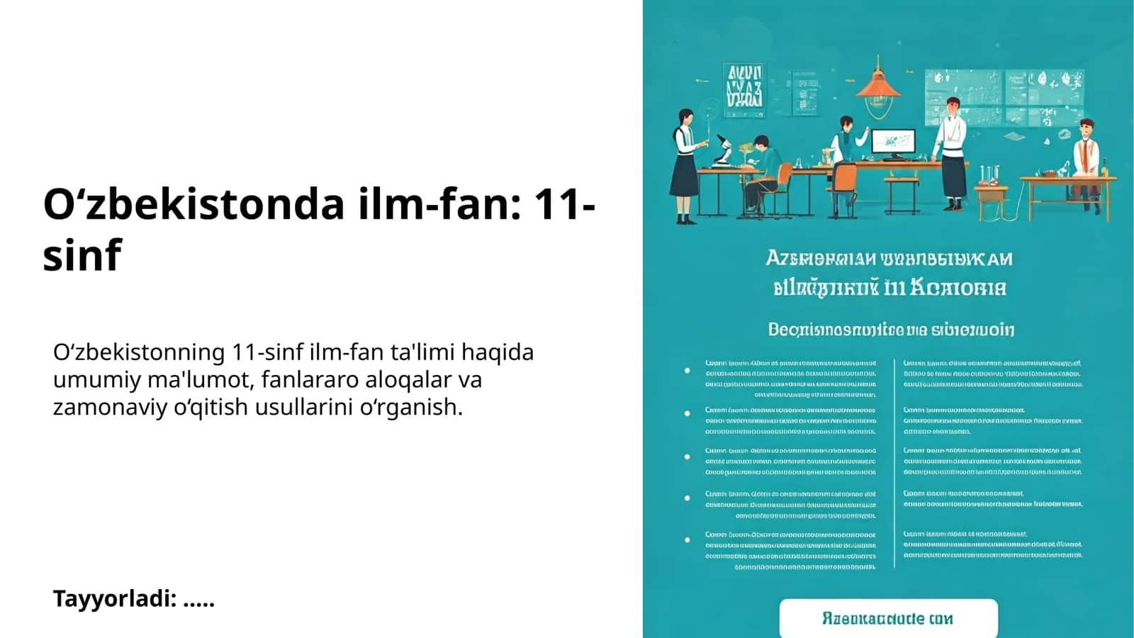 O‘zbekistonda ilm-fan: 11-sinf 1
