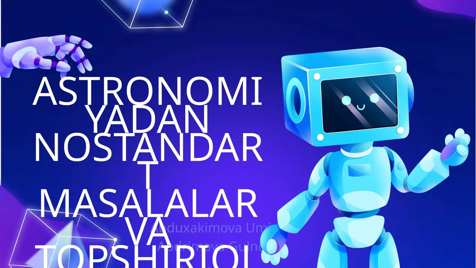 ASTRONOMIYADAN NOSTANDART MASALALAR VA TOPSHIRIQLAR TUZISH 1