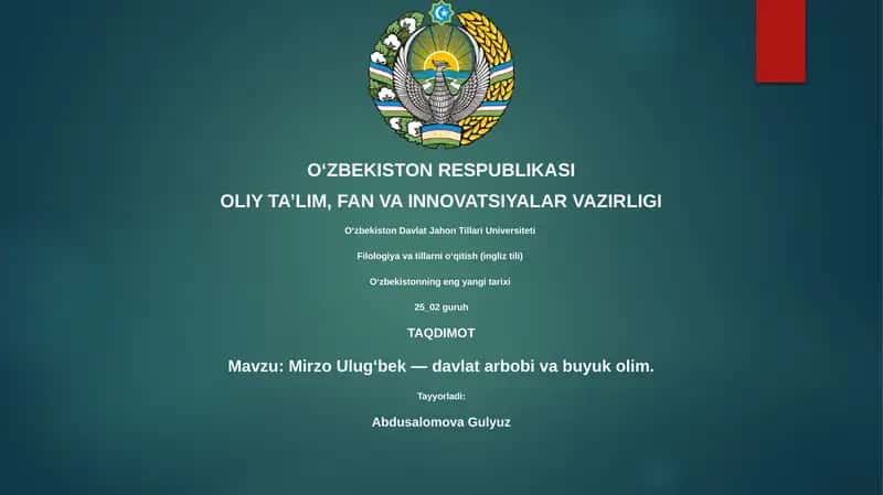Mirzo Ulugʻbek — davlat arbobi va buyuk olim 1