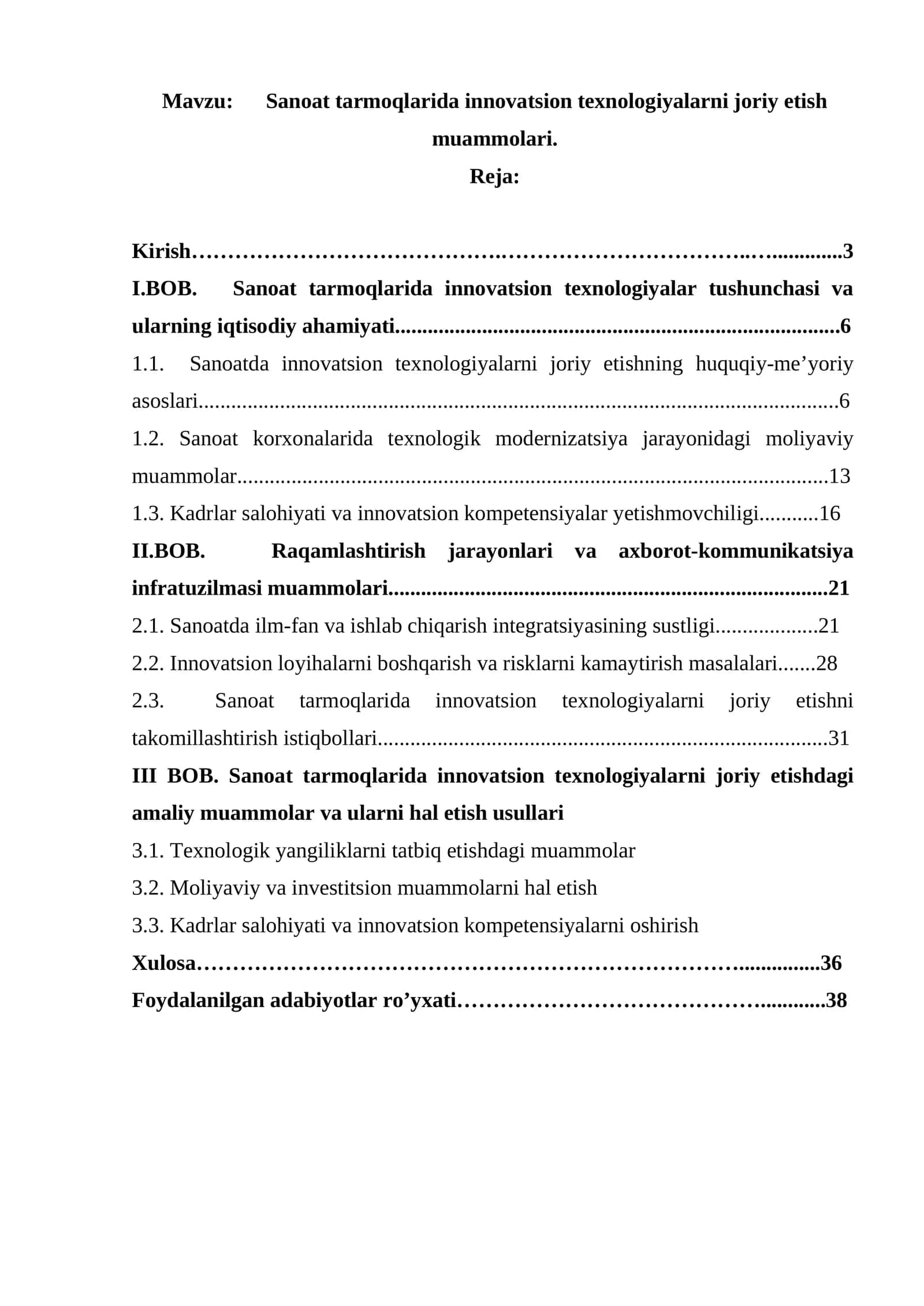 Sanoat tarmoqlarida innovatsion texnologiyalarni joriy etish muammolari 1
